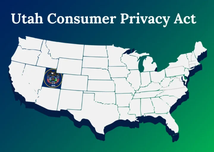 american map with utah state and utah symbol for utah consumer privacy act