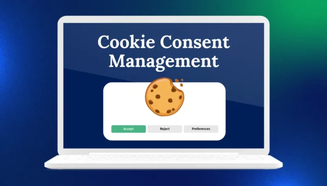 a laptop screen showing cookie consent option reject, accept or change preferences.