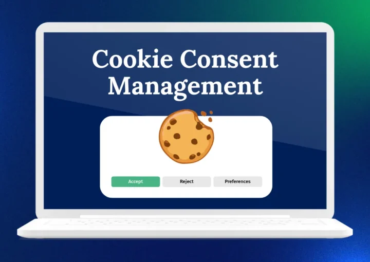 a laptop screen showing cookie consent option reject, accept or change preferences.