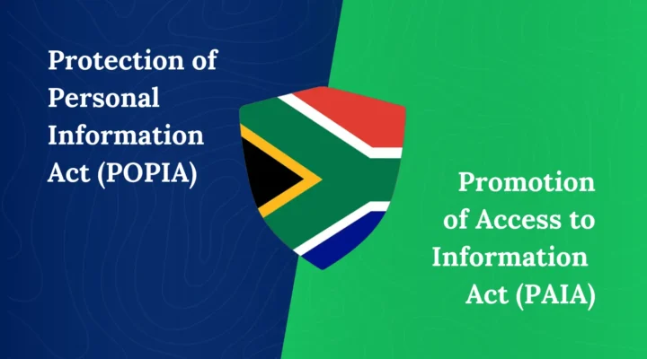 flag of south africa with its bothe information laws showing as popia vs paia