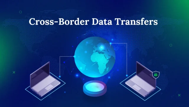 cross border data transfer with globe showing computers